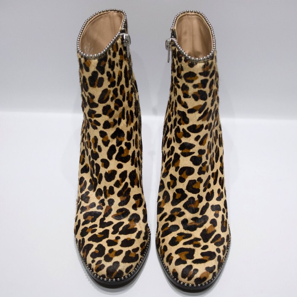 Coach Drea Leopard Print Calf Hair Leather Heeled Bootie Women 7.5B Minimal Wear - Picture 6 of 16